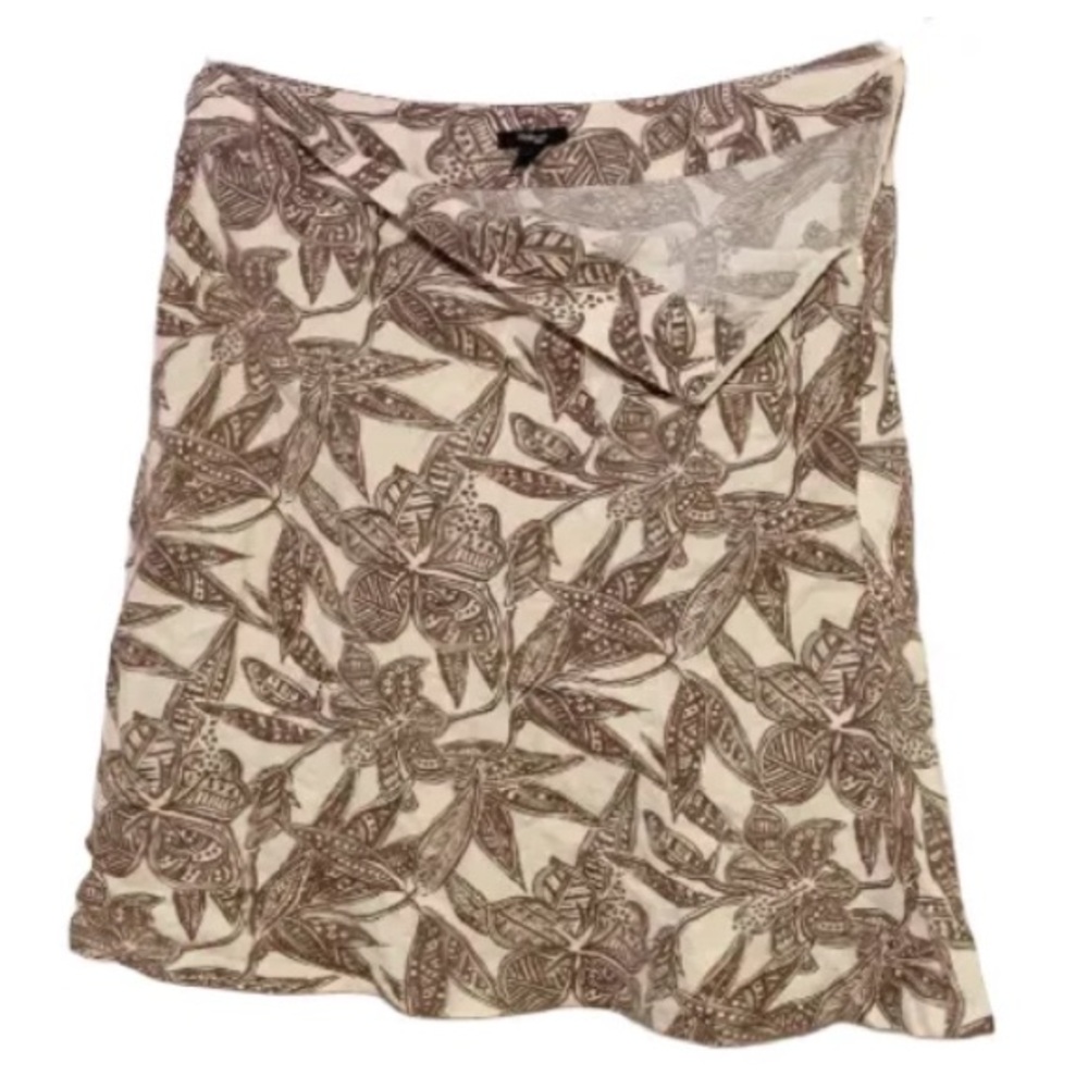 Style & Co. Cream and Brown Mini Wrap Skirt (NWOT)